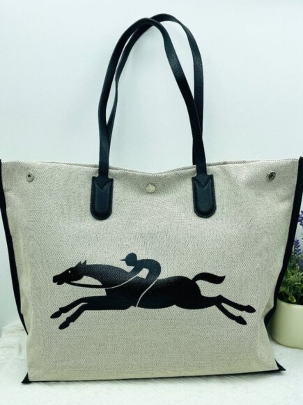 NWT Longchamp Le Roseau Women's Tote Bag Large Beige Handbag L Shoulder